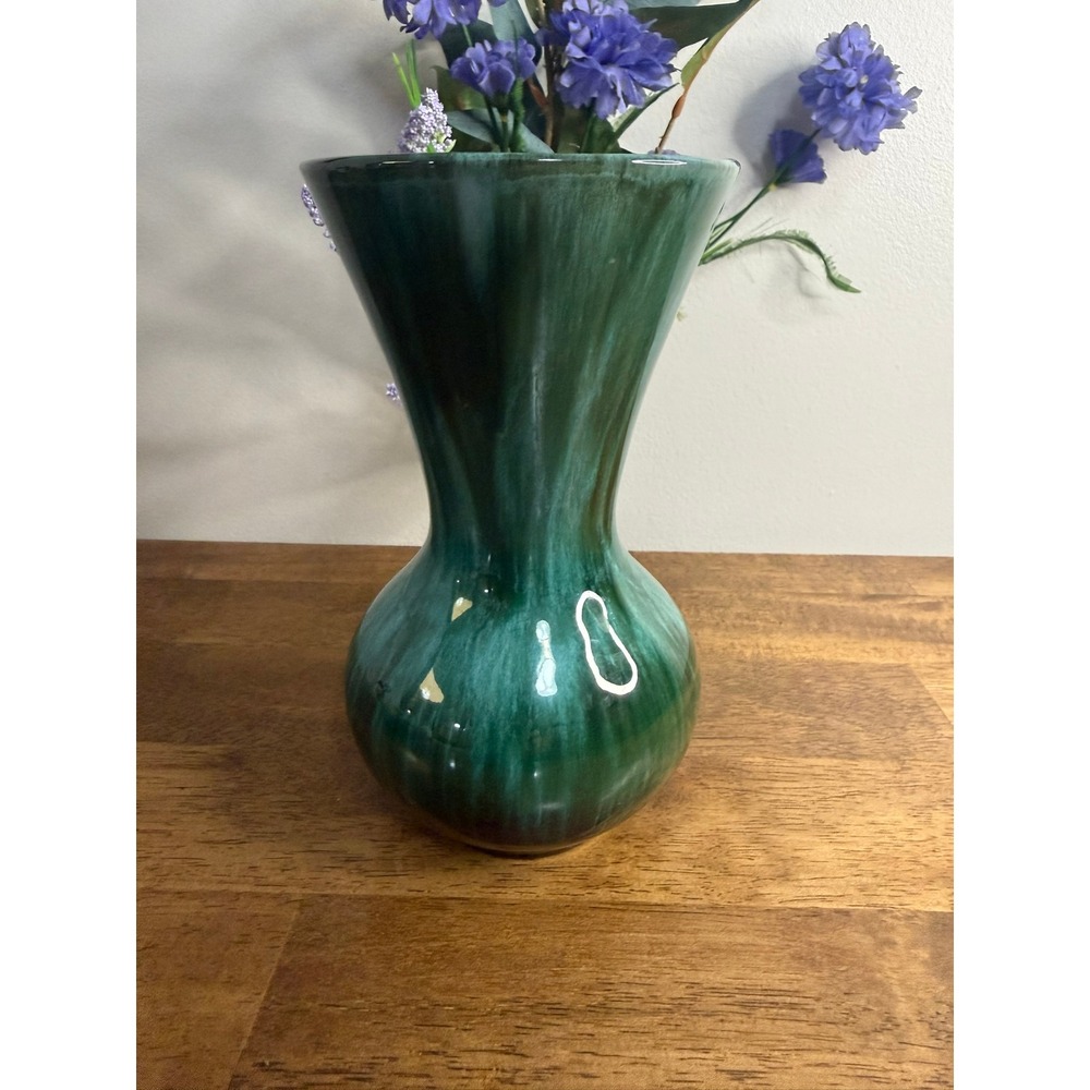 Blue Mountain‎ Pottery Vase Green Drip Glaze Canadian MCM Bud Vase Retro Decor